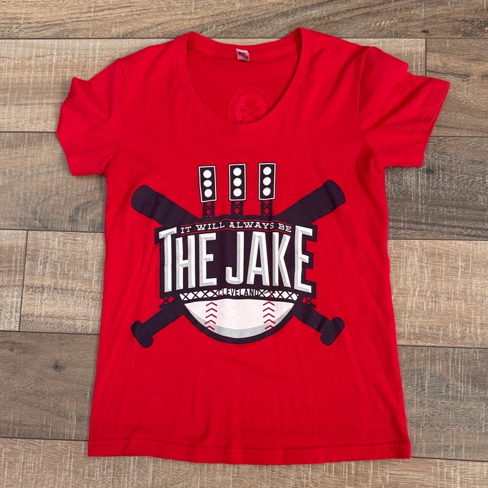 American Apparel Red Baseball Graphic Tee